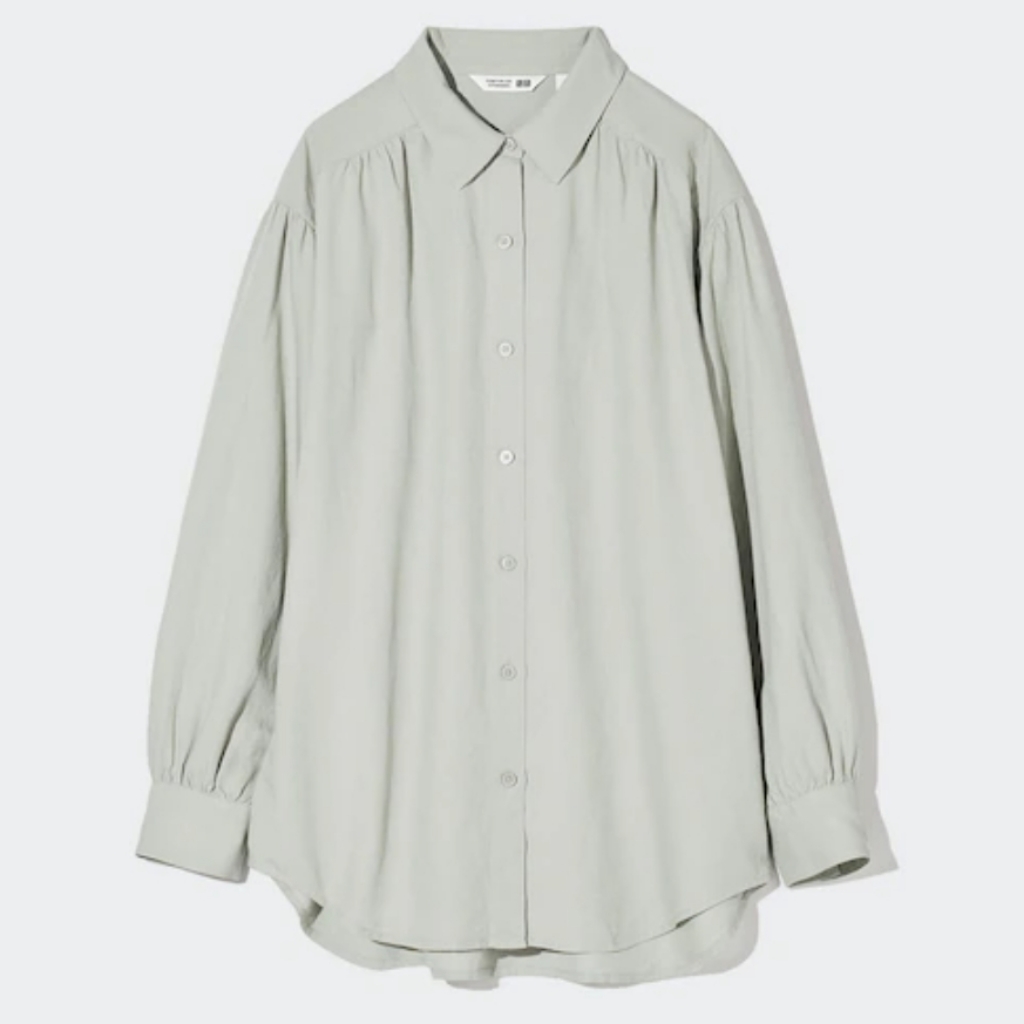 Uniqlo Womens Linen Blend Oversized Shirt Sz Large Lagenlook